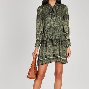 Alice + Olivia Multi with Tag Tanisha Bishop-sleeve Tie-neck Night Out Dress